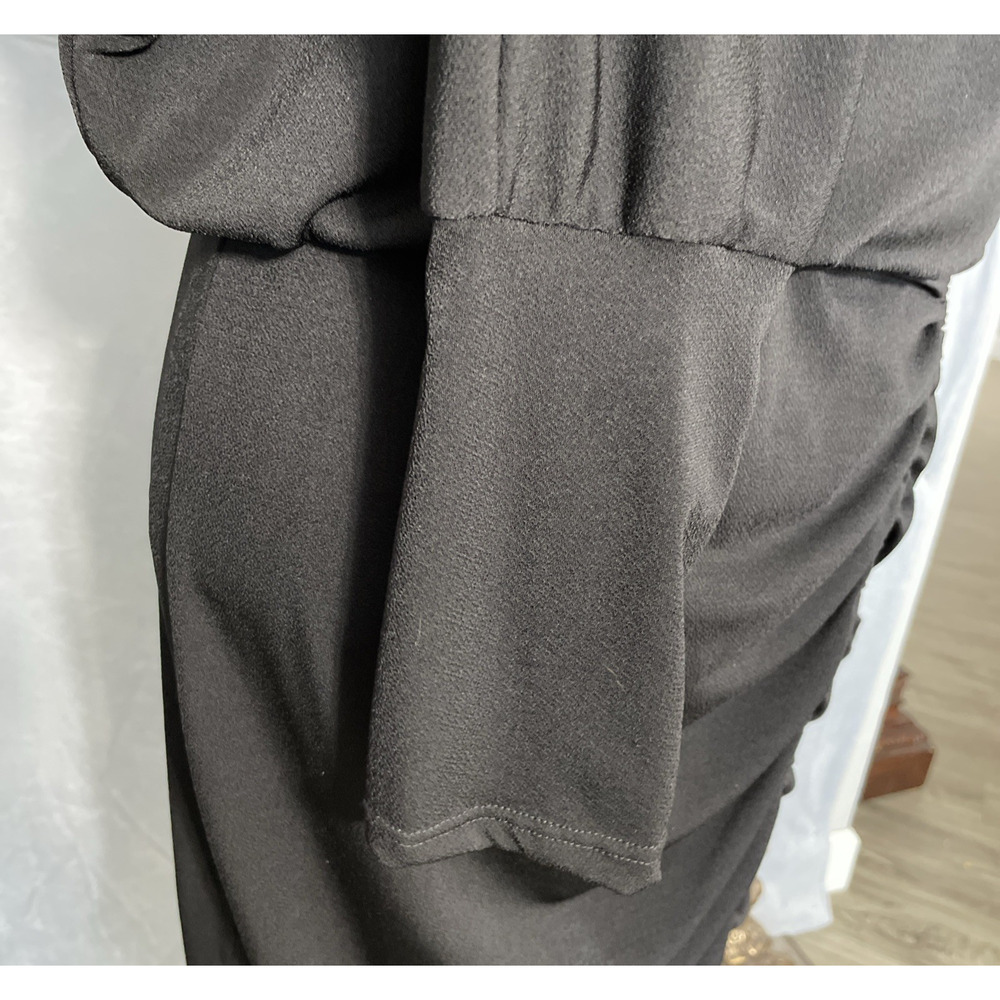 White Birch Black Rucked Draped Cowl Neck Dress Large - Picture 8 of 10